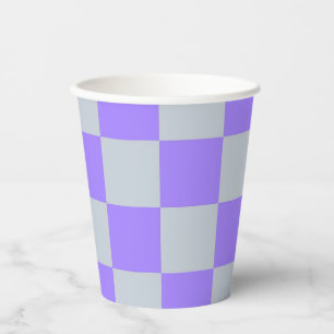 Purple Chequered Gingham Pattern Paper Cups