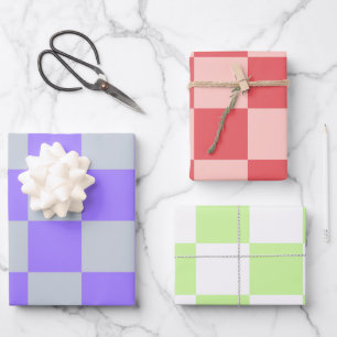 Purple Chequered Gingham Pattern Wrapping Paper Sheet