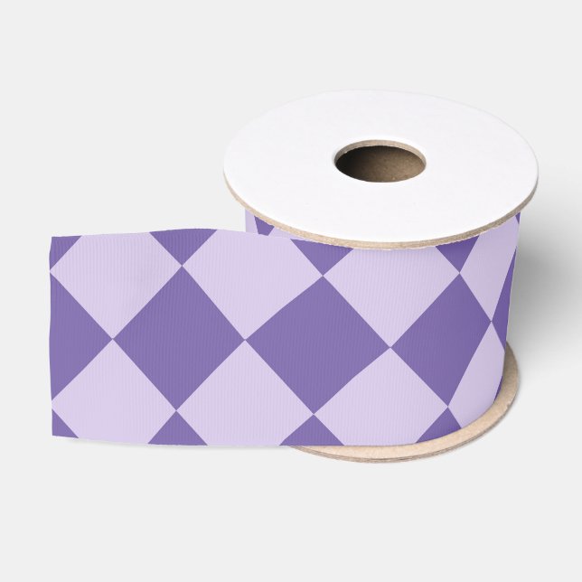 Purple Chequered Pattern Grosgrain Ribbon (Spool)