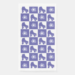 Purple Chequered Roller Derby Skate Napkin