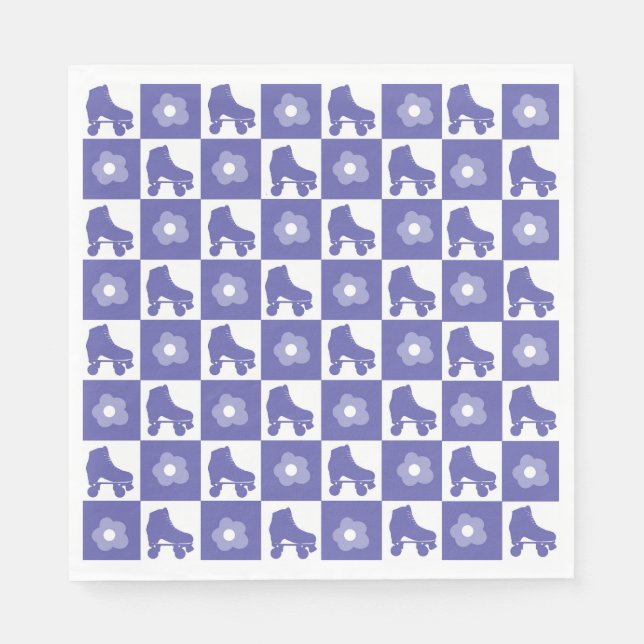 Purple Chequered Roller Skate Napkin (Front)