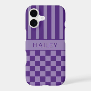 Purple Chequered Striped Personalised