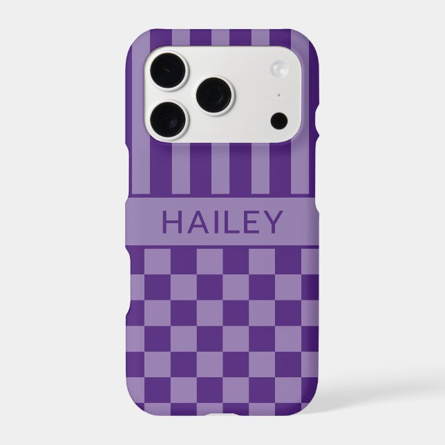 Purple Chequered Striped Personalised (Back)