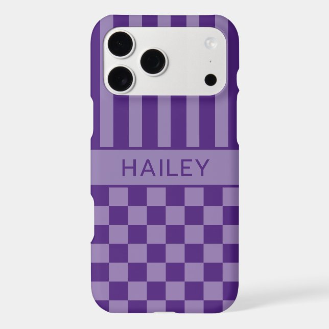 Purple Chequered Striped Personalised (Back)