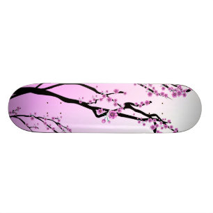 Purple Cherry Blooms Skateboard
