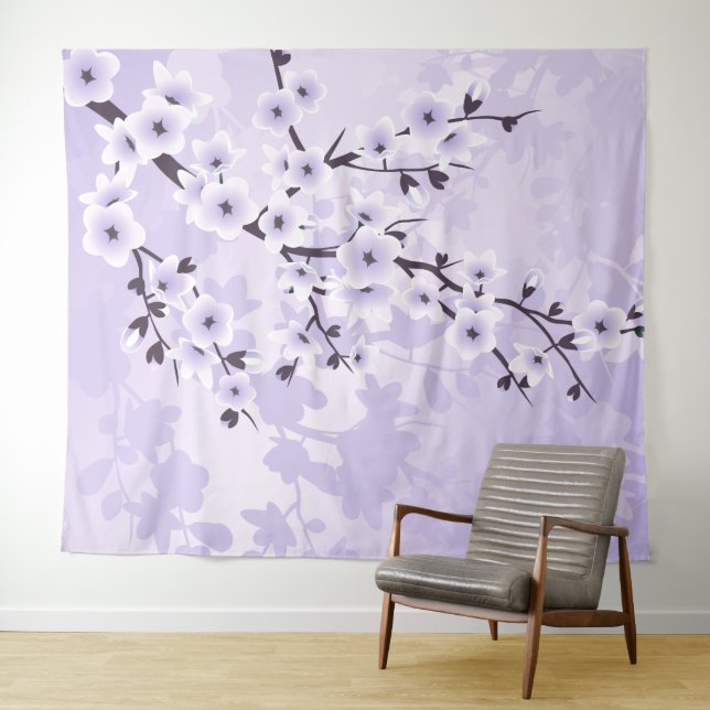 Purple Cherry Blossom Tapestry (In Situ (Horizontal))