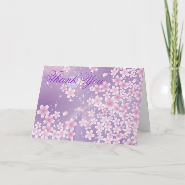 Purple Cherry Blossom Thank You Card (Front)