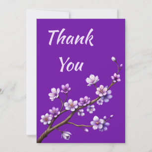 Purple Cherry Blossom Tree Thank You For Donation  Holiday Card