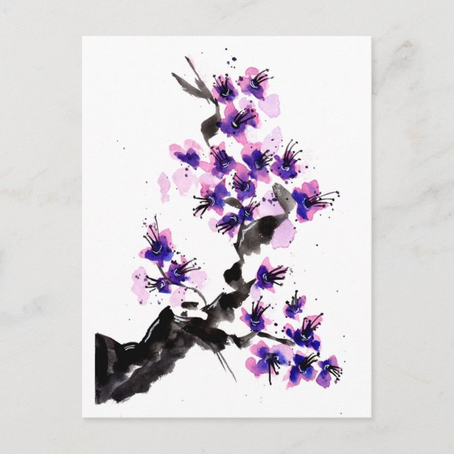 Purple Cherry Blossoms Postcard (Front)