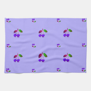 Purple Cherry Pop Art Tea Towel