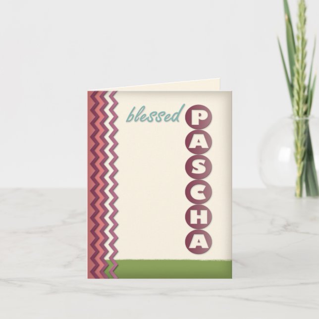 Purple Chevron and Beige Personalised Pascha Card (Front)