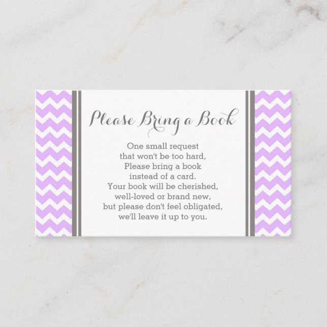 Purple Chevron Baby Shower Book Request Card (Front)