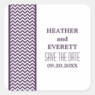 Purple Chevron Border Save the Date Stickers