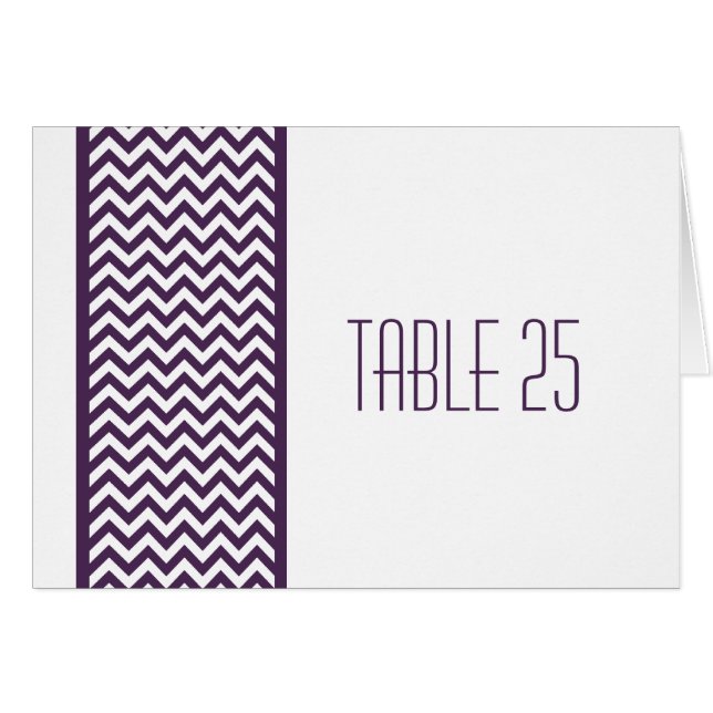 Purple Chevron Border Table Number Card (Front Horizontal)