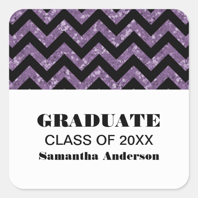 Purple Chevron Glitter Graduation Stickers (Front)