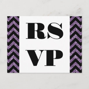 Purple Chevron Glitter RSVP Postcard
