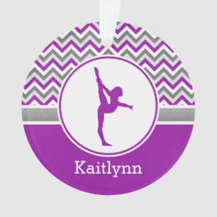 Purple Chevron Gymnast Personalised w/ Monogram Ornament