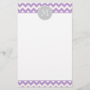 Purple Chevron Monogram Stationery