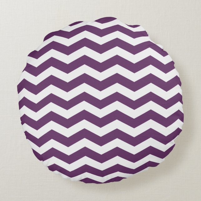 Purple Chevron Pattern Round Pillows (Back)