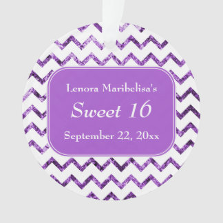 Purple Chevron Pattern Sweet 16 Ornament