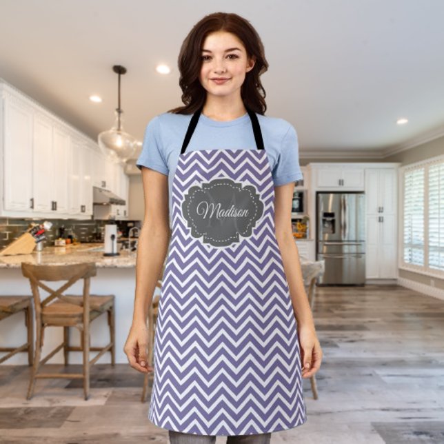 Purple Chevron Personalised Apron (Purple Chevron Personalized Apron)