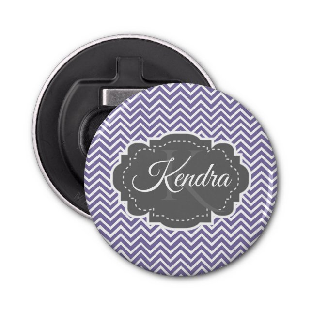 Purple Chevron Personalised Bottle Opener (Front)