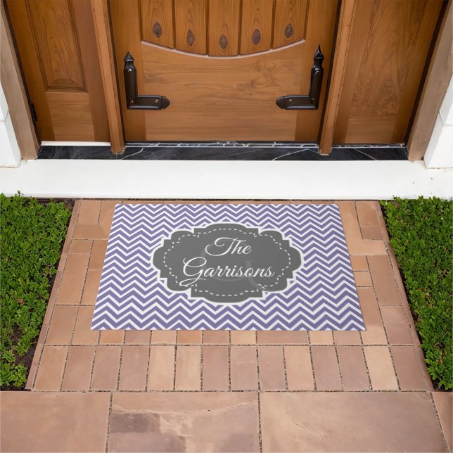 Purple Chevron Personalised Doormat (Outdoor)