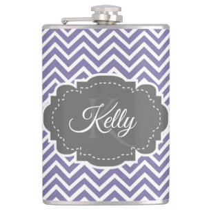 Purple Chevron Personalised Hip Flask