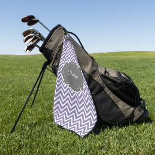 Purple Chevron Personalized Golf Towel