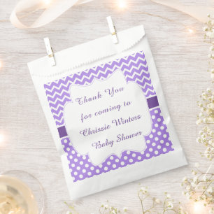 Purple Chevron & Polka Dot Baby Shower Party Favour Bag