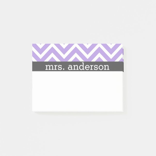 Purple Chevron Post It Notes - Personalise (Front)