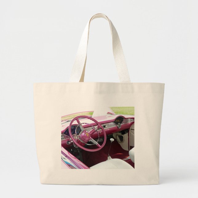 Purple Chevy Bel Air Large Tote Bag (Front)
