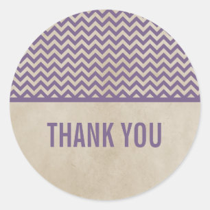 Purple Chic Chevron Thank You Stickers