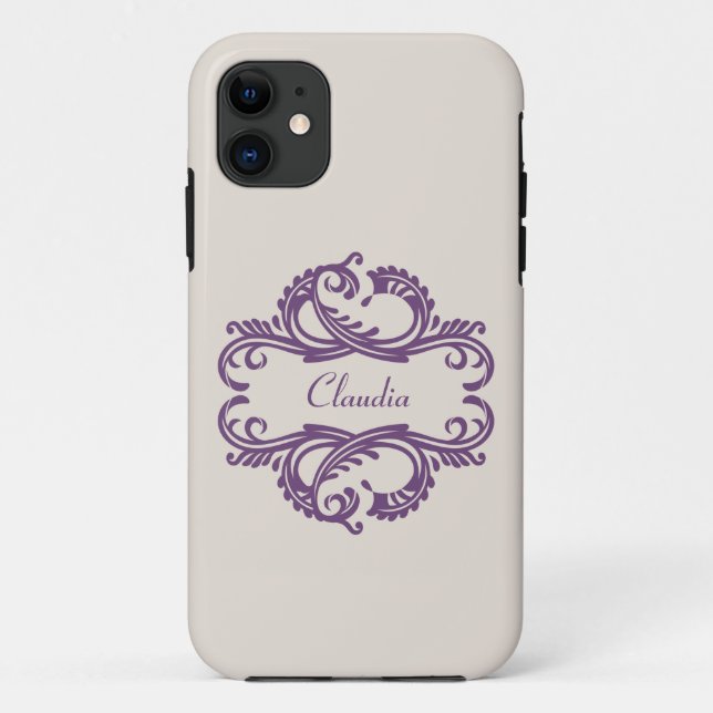 Purple Chic Damask BT iPhone 5 Case (Back)