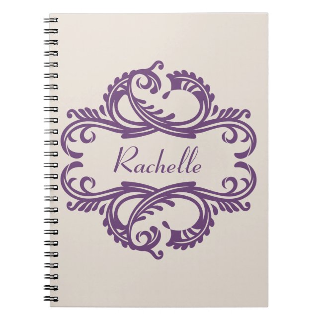 Purple Chic Damask Notebook (Front)