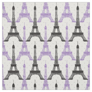Purple Chic Eiffel Tower Pattern Fabric