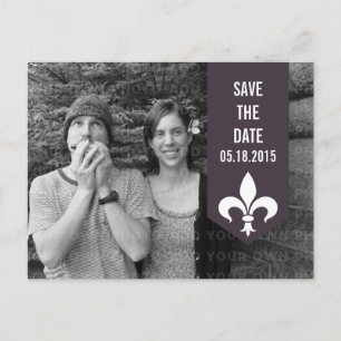 Purple Chic Flourish Banner Save the Date Postcard