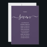 Purple Chic Script Table Number Seating Chart<br><div class="desc">These elegant purple signature script double-sided table number seating chart cards are perfect for all celebrations. Designed by Thisisnotme©</div>