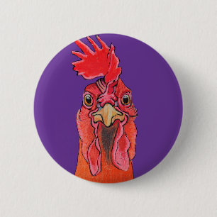 Purple chicken 6 cm round badge