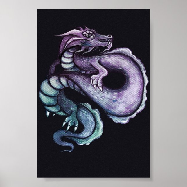 Purple Chinese Dragon Art  Poster (Front)