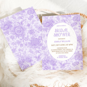 Purple Chinoiserie Floral Bridal Shower Invitation