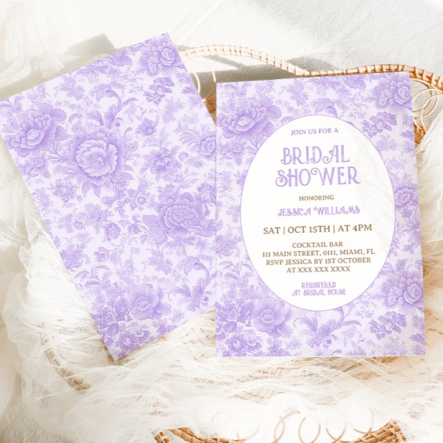 Purple Chinoiserie Floral Bridal Shower  Invitation (Creator Uploaded)