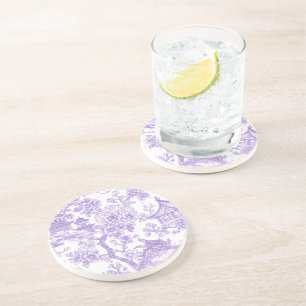 Purple Chinoiserie Toile Dragon Cherry Blossom Coaster
