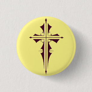 Purple Christian Cross 3 Cm Round Badge