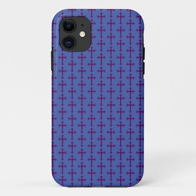 Purple Christian Cross Case-Mate iPhone Case (Back)