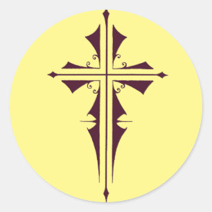 Purple Christian Cross Classic Round Sticker