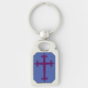 Purple Christian Cross Key Ring