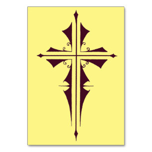 Purple Christian Cross Table Number