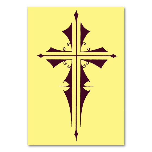 Purple Christian Cross Table Number (Front)
