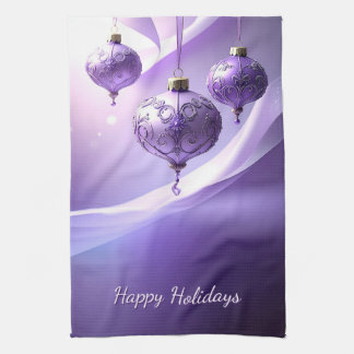 Purple Christmas Ball Holiday Kitchen Towel